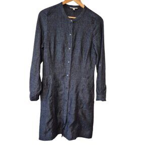 Eileen Fisher Blue 100% Linen Shirtdress Size Small